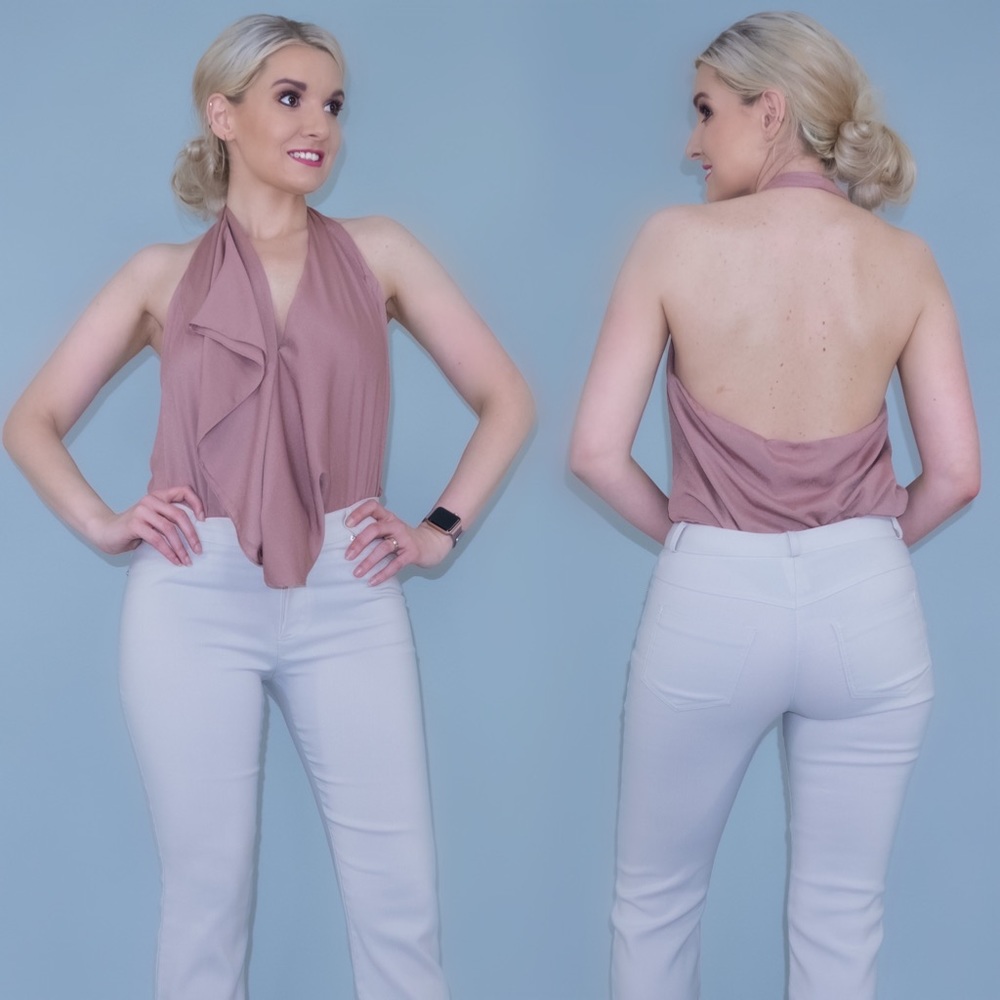 MM Couture Open Back Ruffle Halter Top - Picture 2 of 16